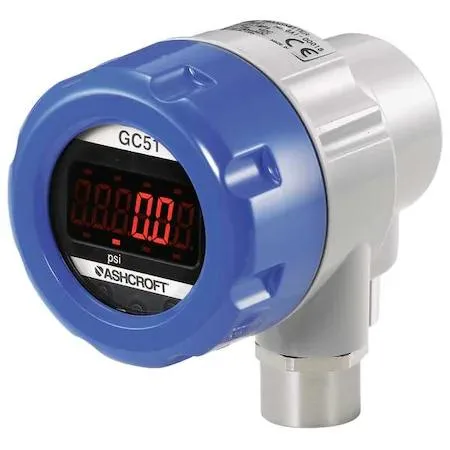 Ashcroft GC51 pressure transducer with digital LCD display, stainless steel body, 150 psi range