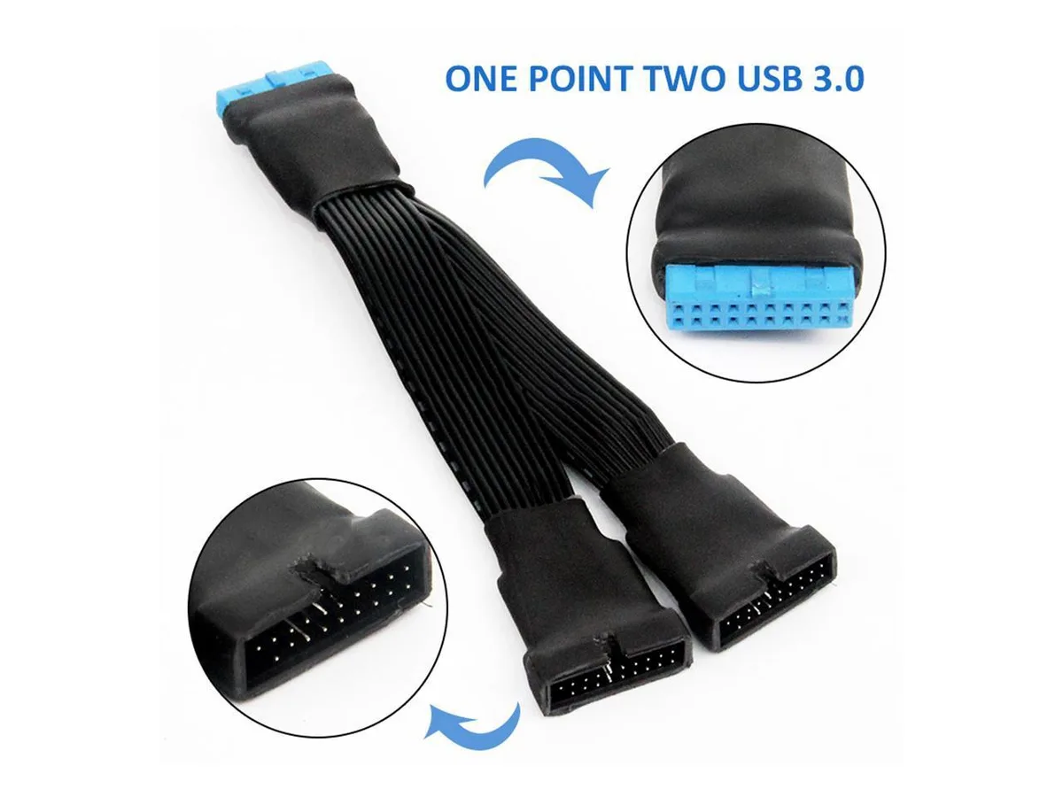 BUCIER BUCIER 19-pin to USB 3.0 20-pin 1 to 2 Power Splitter Cable 18AWG 12cm — product photo