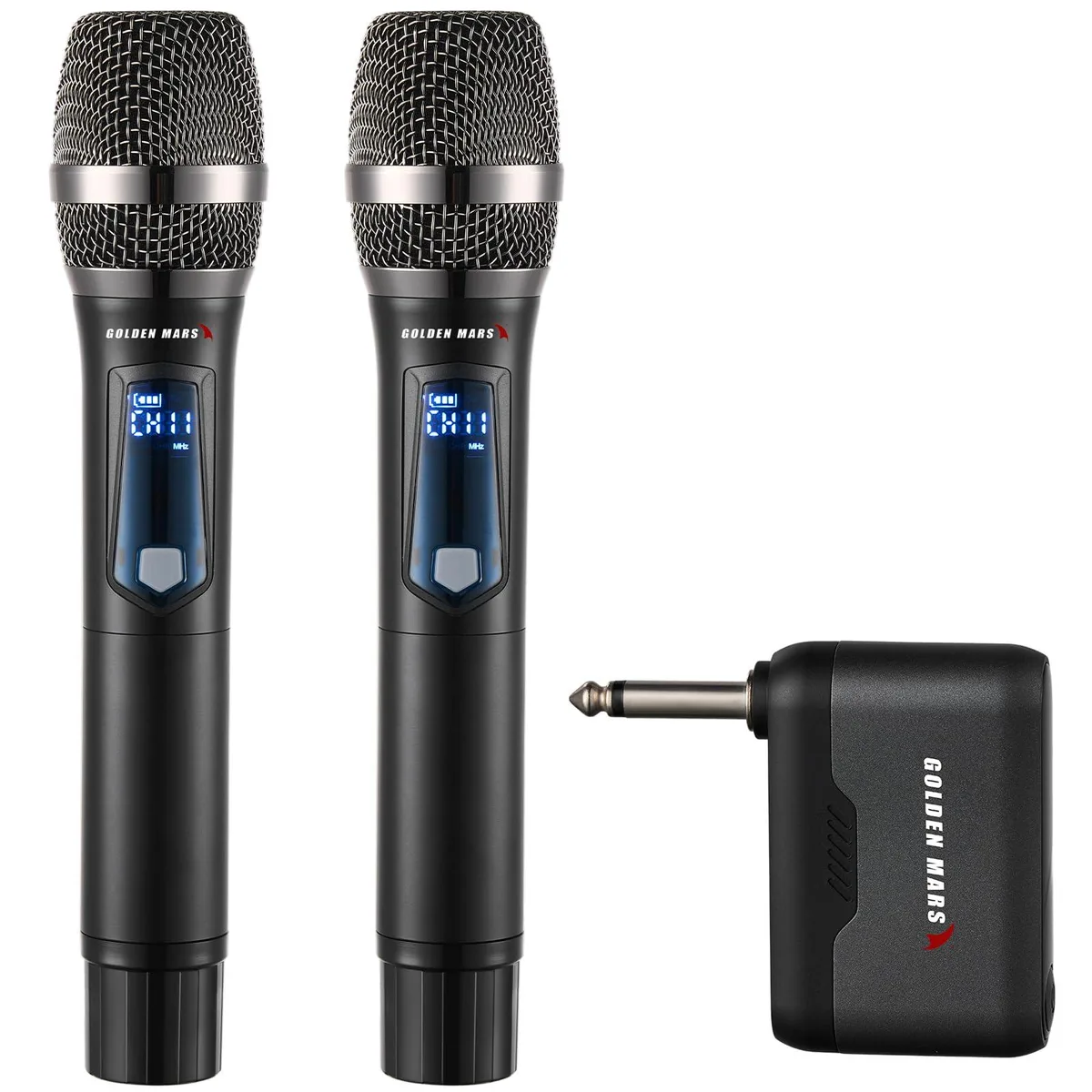  GOLDEN MARS Convenient KM6-G9 Wireless Microphone 2.4GHz 2 Pcs Silver — product photo