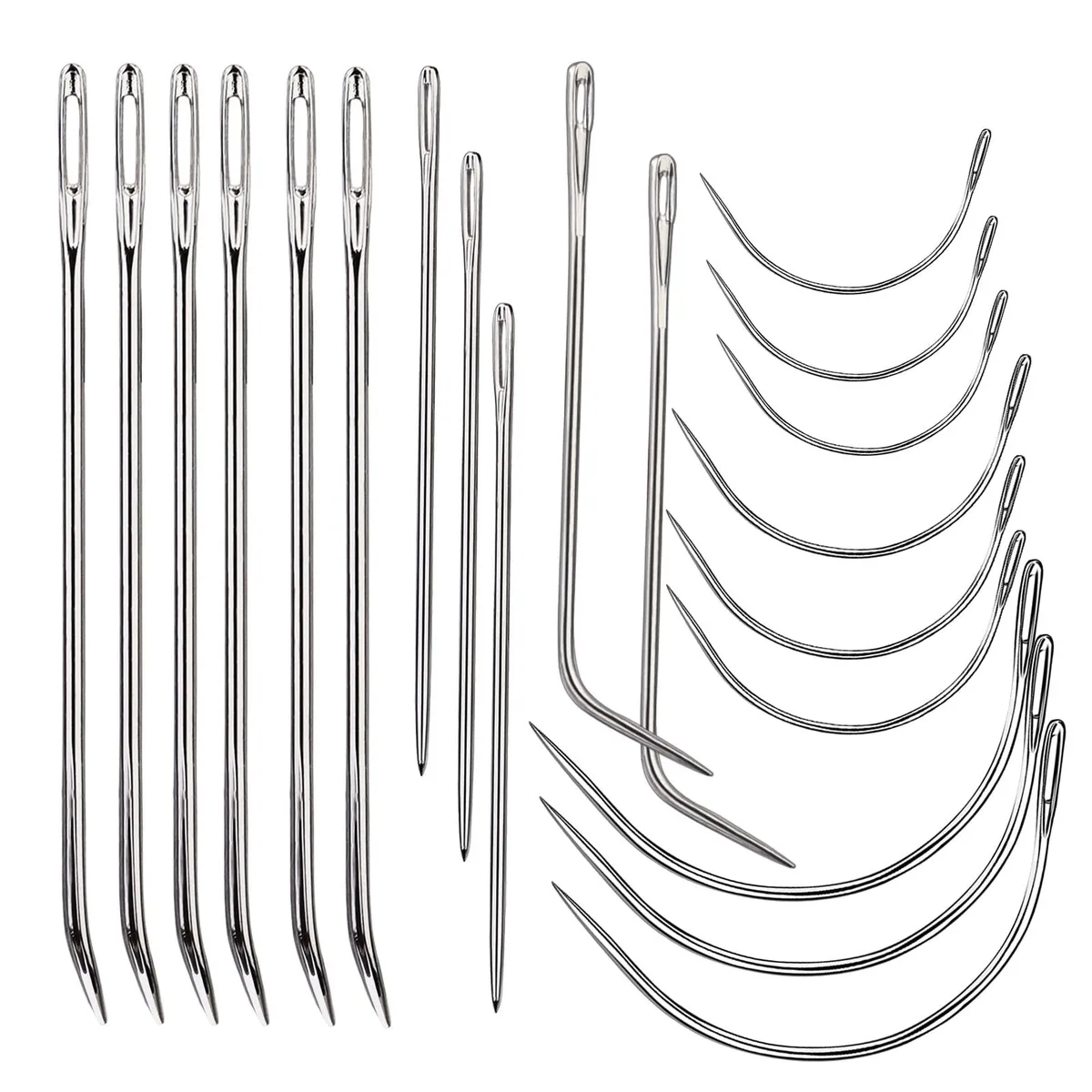  Veroave 20 pc Curved Upholstery Needle Set Silver 2.55 in — product photo