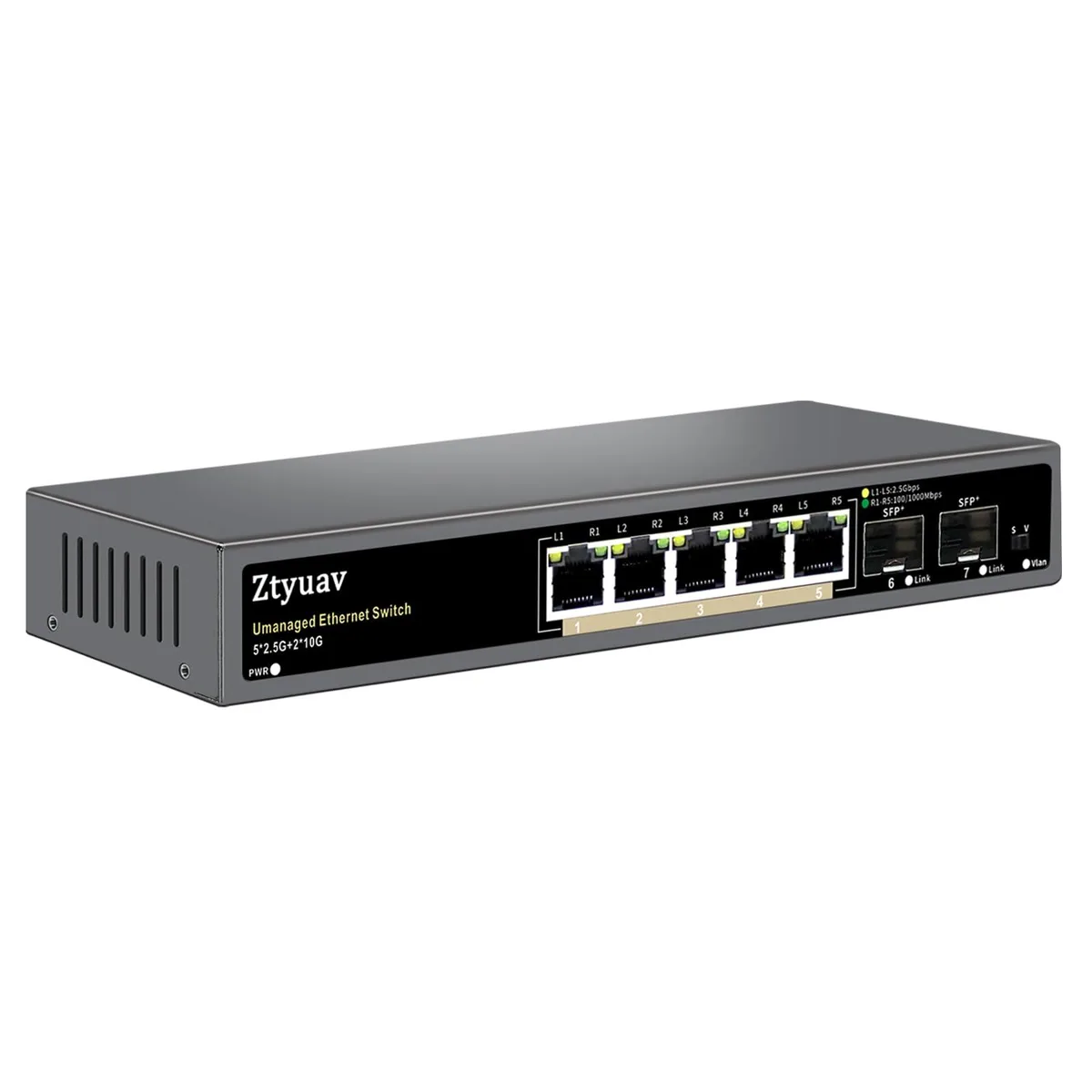 No Sew No Sew 7-port 2.5G switch 5×2.5G RJ45 2×10G SFP+ — product photo