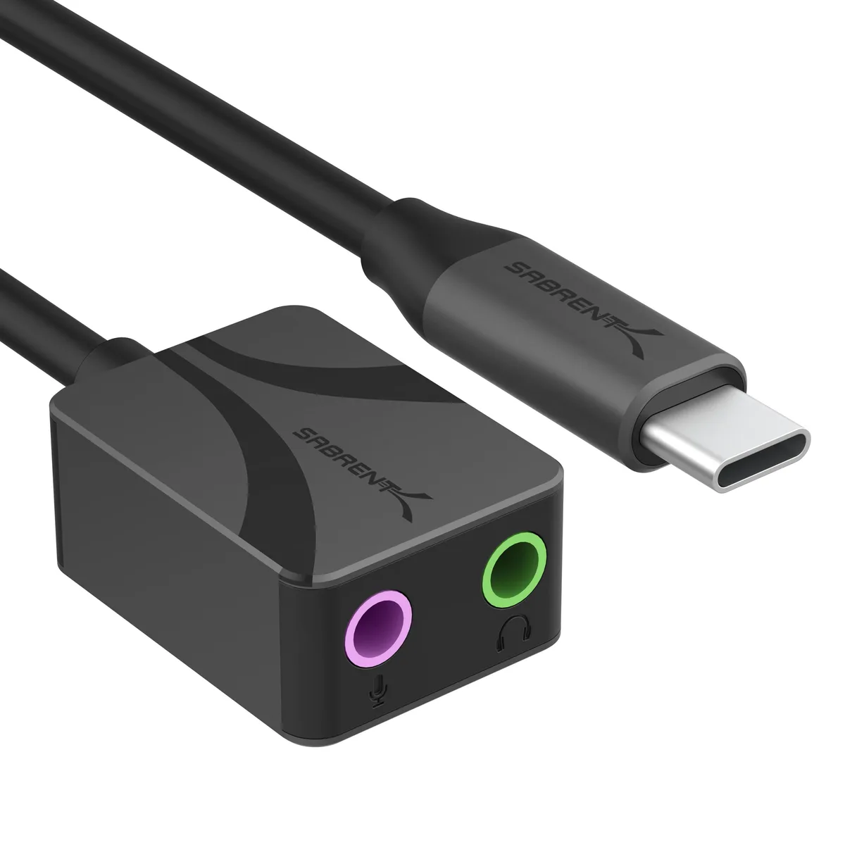 Sabrent Sabrent AU-UCMA USB-C Audio Adapter 24-Bit 96KHz Dual 3.5mm Aluminium — product photo