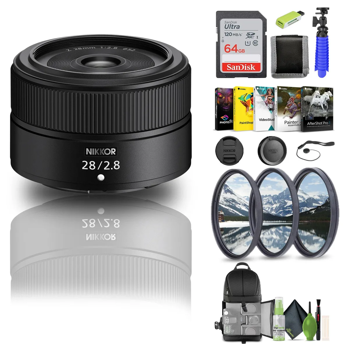 Nikon Inc Nikon NIKKOR Z 28mm f/2.8 Lens Bundle with 64GB Card, Filters, Backpack (20101) — product photo