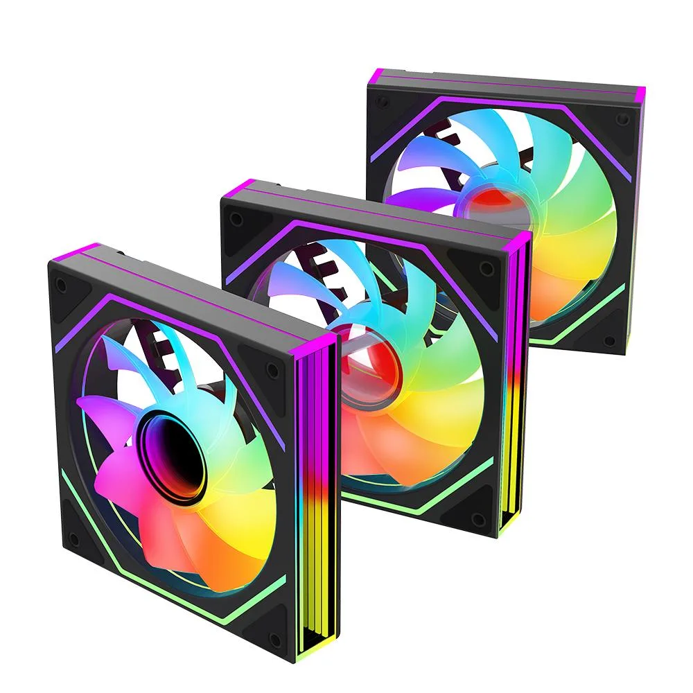 Jungle Leopard Jungle Leopard Prism6 MAX 120mm Reverse Blade ARGB Case Fan 3-Pack Black — product photo