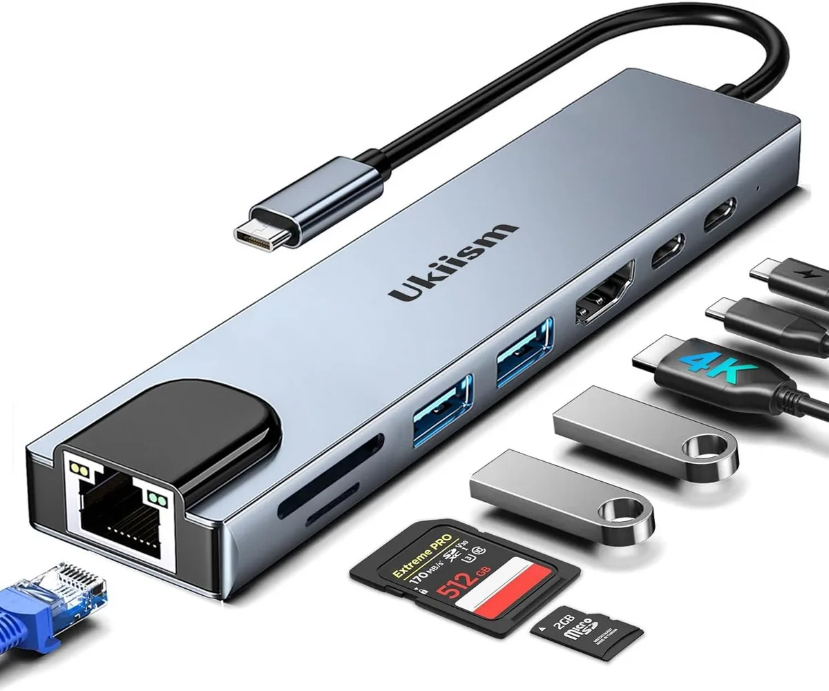 MCHOSE MCHOSE 8-in-1 USB-C Hub 4K HDMI RJ45 SD/TF USB 3.0/2.0 PD 100W — product photo