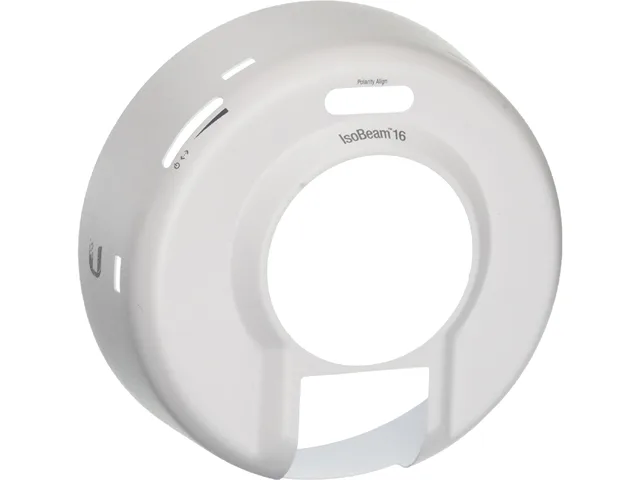 White RF isolator shield with mounting ring for NanoBeam 16