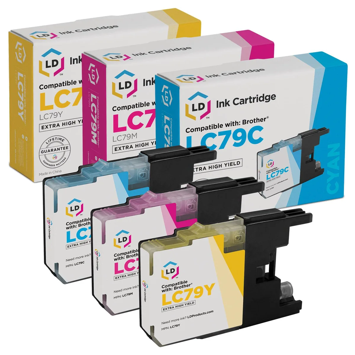 LD Products LD Products Compatible Ink Cartridge Brother LC79 Extra High Yield Cyan Magenta Yellow 3-Pack — product photo