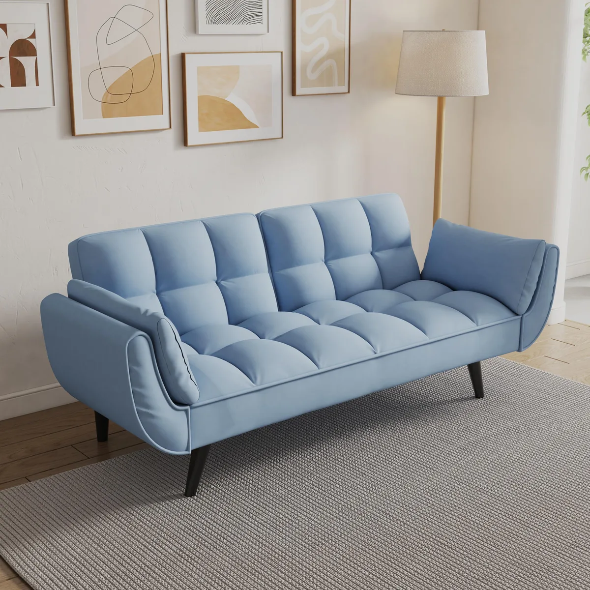 tuphen tuphen 74" Antique Navy Blue Velvet Sofa Bed — product photo