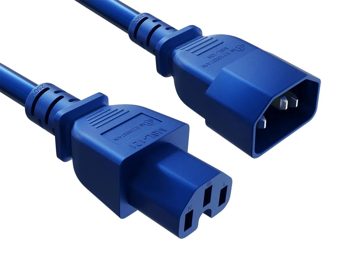 Cable Leader Cable Leader 7ft C14 to C15 Heavy Duty PDU Power Cord 14 AWG 15A 250V Blue — product photo