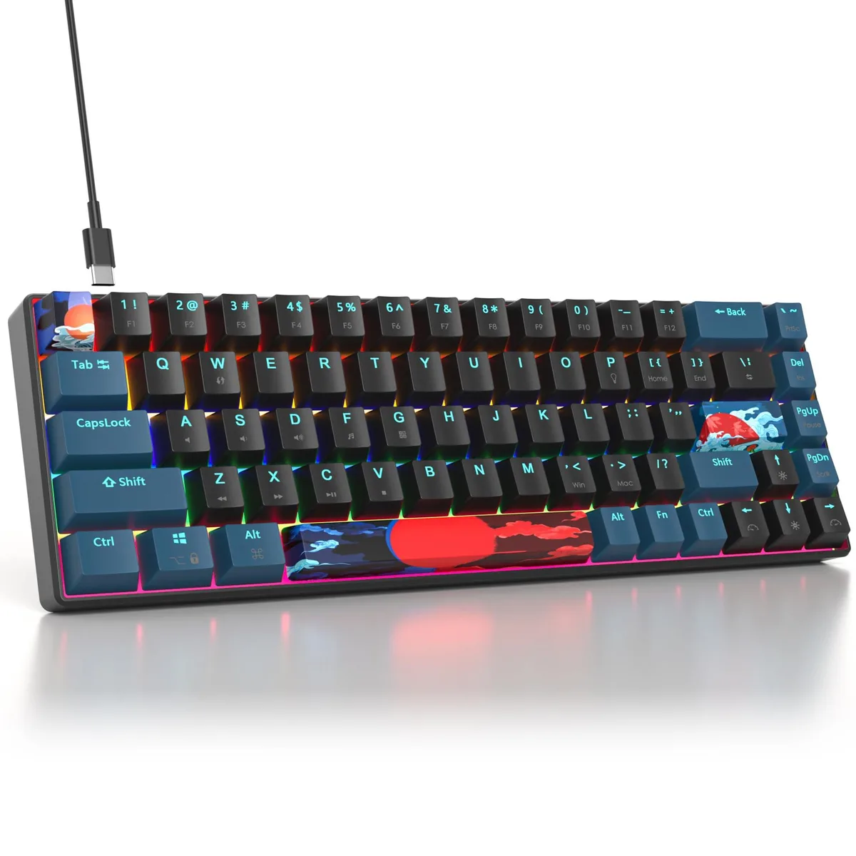 Surmen 65% Mechanical Gaming Keyboard 68 Keys Linear Red Switch RGB Wired — product photo
