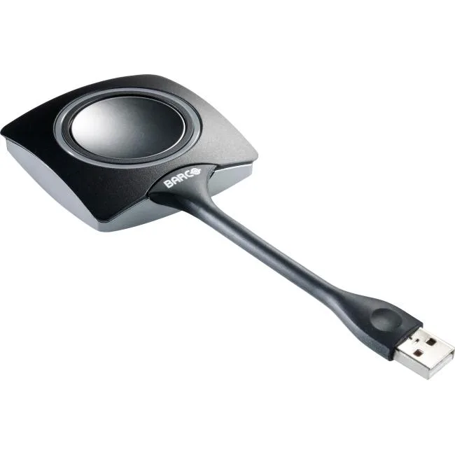 Small white USB dongle with round clickable top
