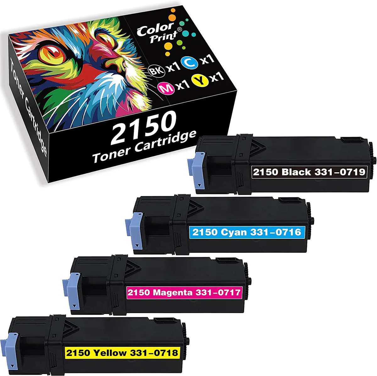 NuoTo NuoTo 4-Pack Compatible Toner Cartridge Replacement for Dell 2150 2155 (Black, Cyan, Magenta, Yellow) — product photo