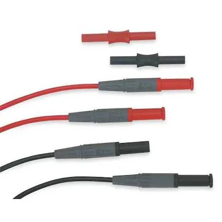 Pair of black modular test leads with shrouded banana plugs and couplers