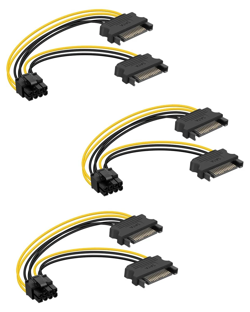 Vszerda Vszerda Dual SATA 15Pin to 8-Pin (6+2) Power Cable 1m 3 Pack — product photo