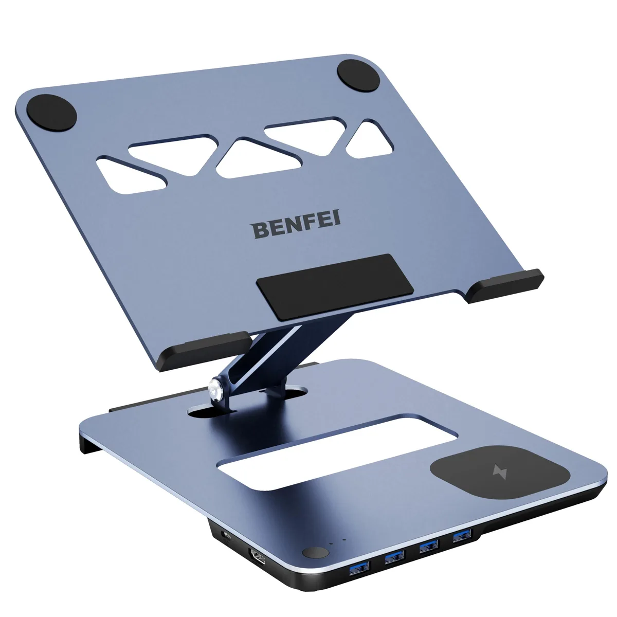 BENFEI 000366grey Laptop Stand Dock KVM Wireless Charger — product photo