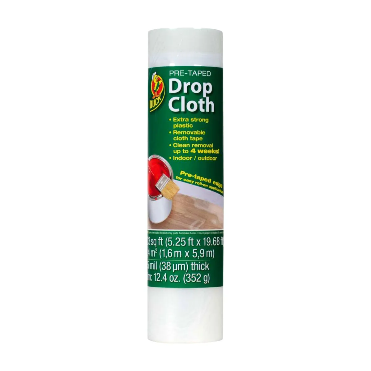 Clear plastic drop cloth roll with pre-taped edge 63 in x 19.68 ft