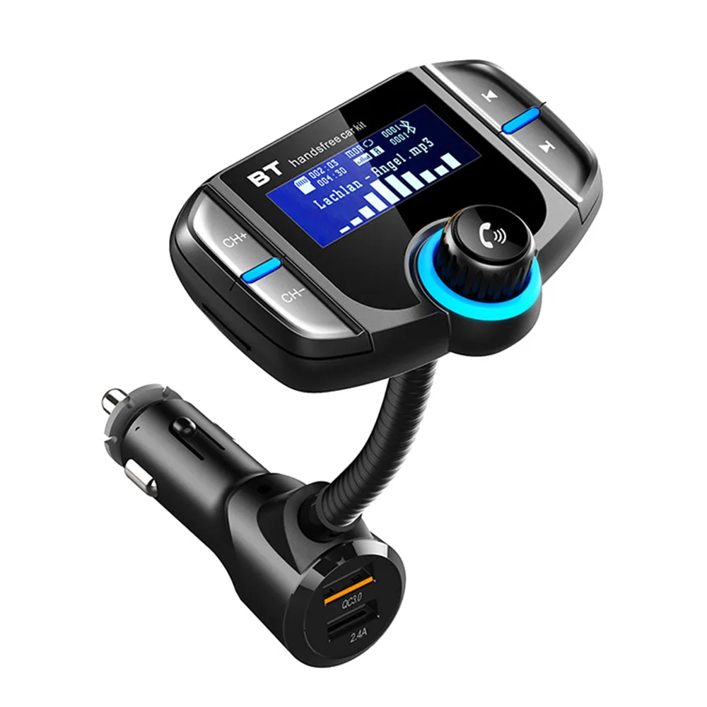 ESTONE ESTONE BT70 Bluetooth 4.2 FM Transmitter 12-24V QC3.0 2.4A Dual USB 1.7" LCD 270° — product photo