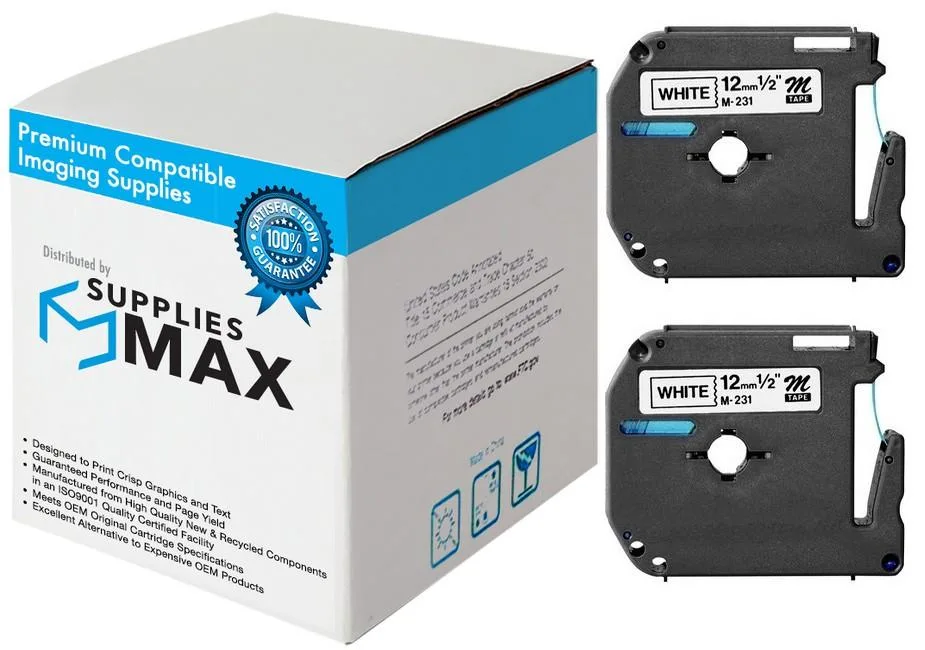 SuppliesMax SuppliesMax Brother M-231 2PK Label Tape 12mm 8m 2/PK — product photo