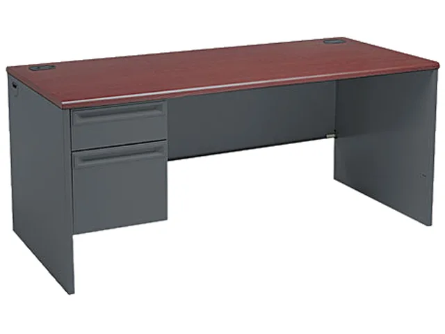 HON HON 38292LNS 38000 Series Left Pedestal Desk 66w 30d Mahogany Charcoal office furniture — product photo