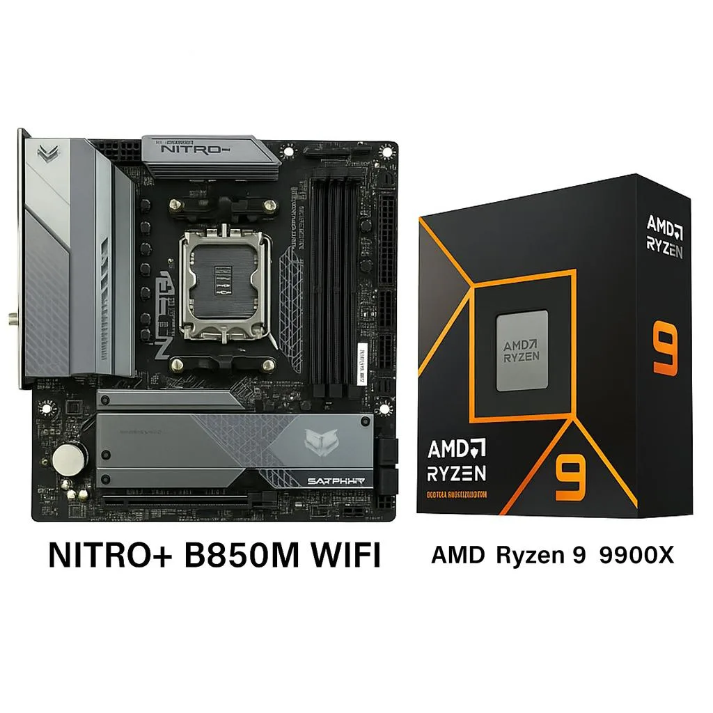 Sapphire Tech Sapphire Tech NITRO+ B850M WIFI AM5 Motherboard & Ryzen 9 9900X CPU Combo — product photo