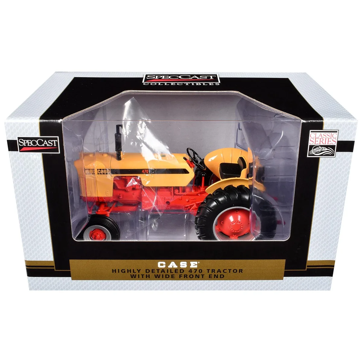 SpecCast Collectibles SpecCast Collectibles Case 470 Wide Front Tractor Yellow Orange Classic Series 1/16 Diecast hobby collectible — product photo