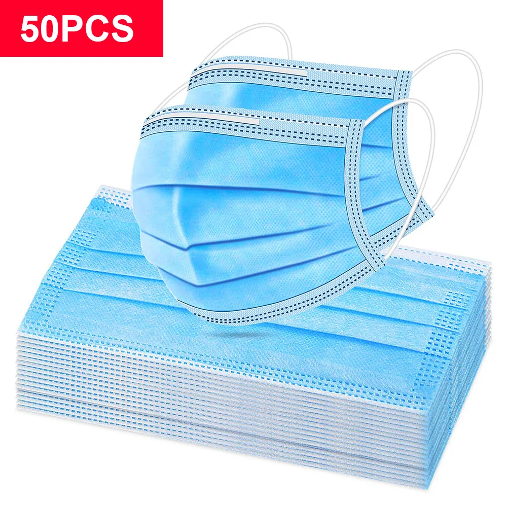 IHDAPP IHDAPP Disposable Face Masks 3-ply Blue 50pcs Home Health Care — product photo
