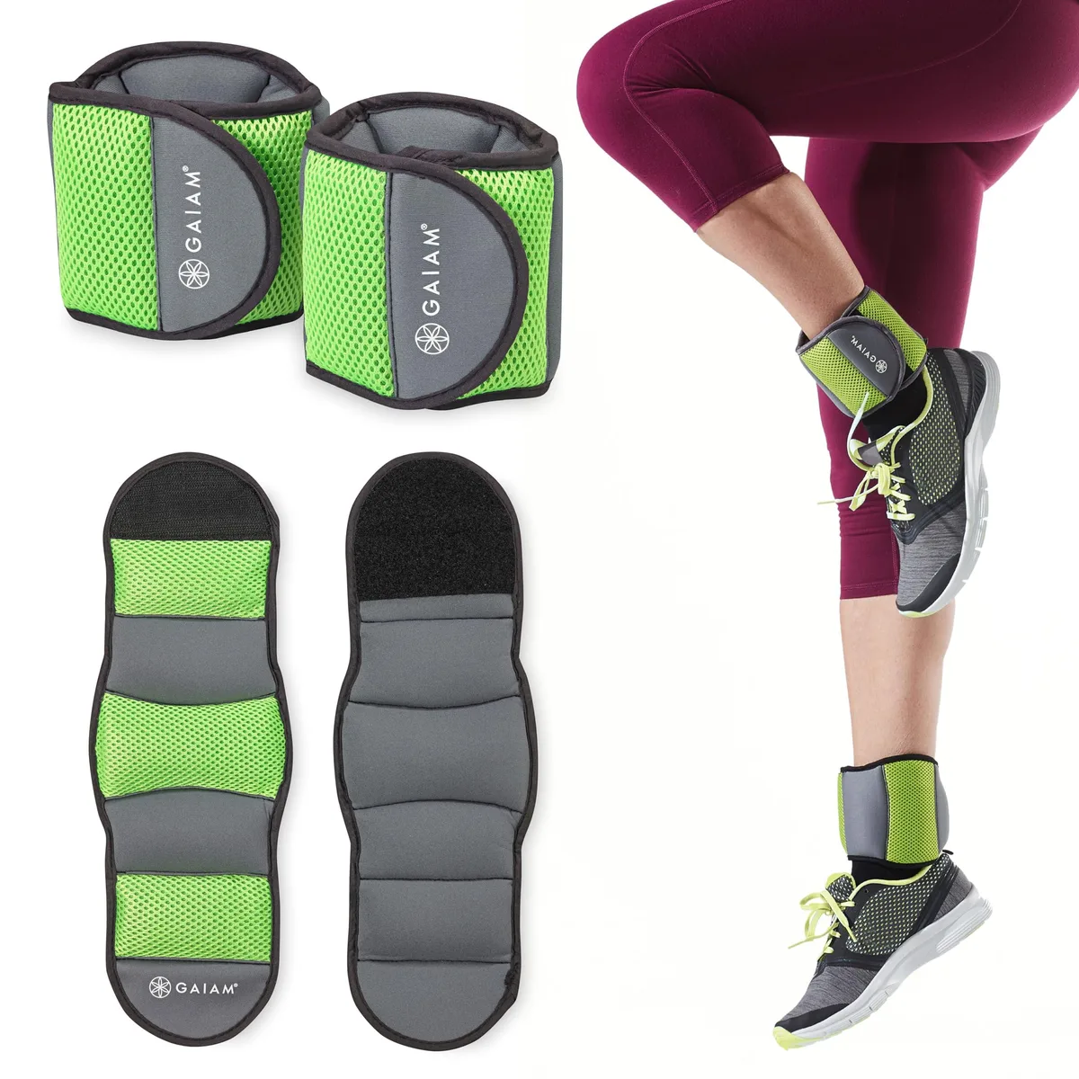 Pair of soft fabric wrist and ankle weights with adjustable straps, black finish