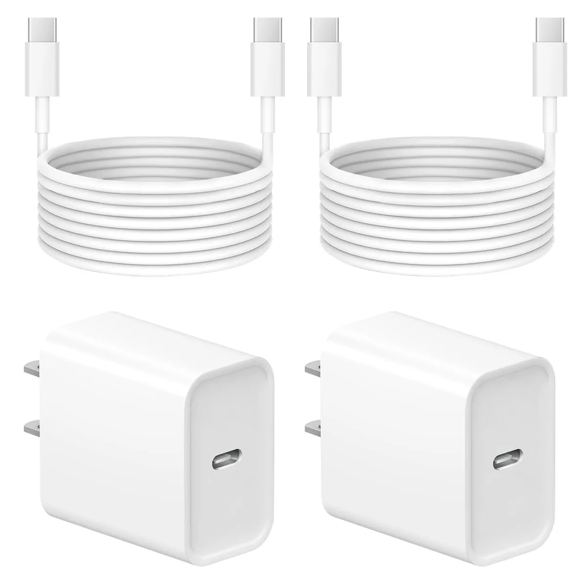 KEHIPI KEHIPI CA-43T 20W USB-C charger 2-pack 6ft cable White — product photo
