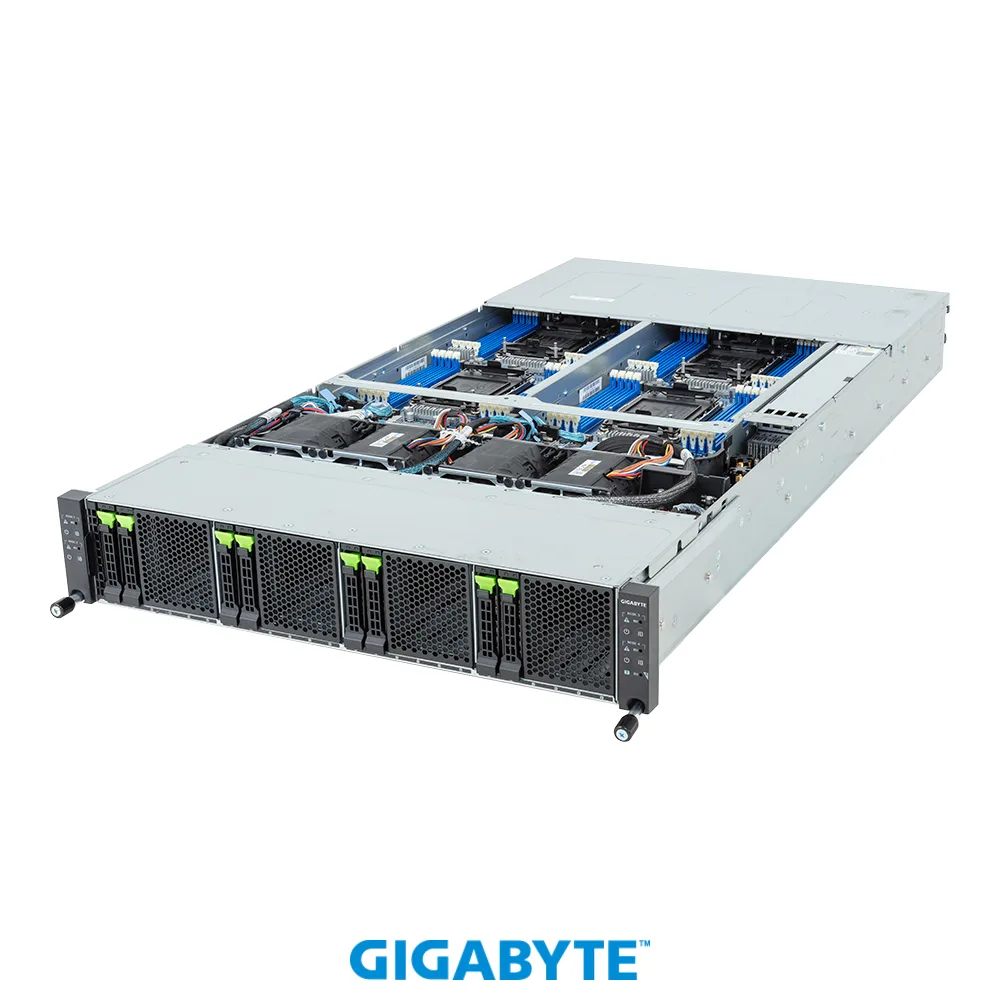 GIGABYTE GIGABYTE H274-S61-AAW1 barebone server 2U 4-node 8-bay Gen5 NVMe/SATA/SAS-4 — product photo