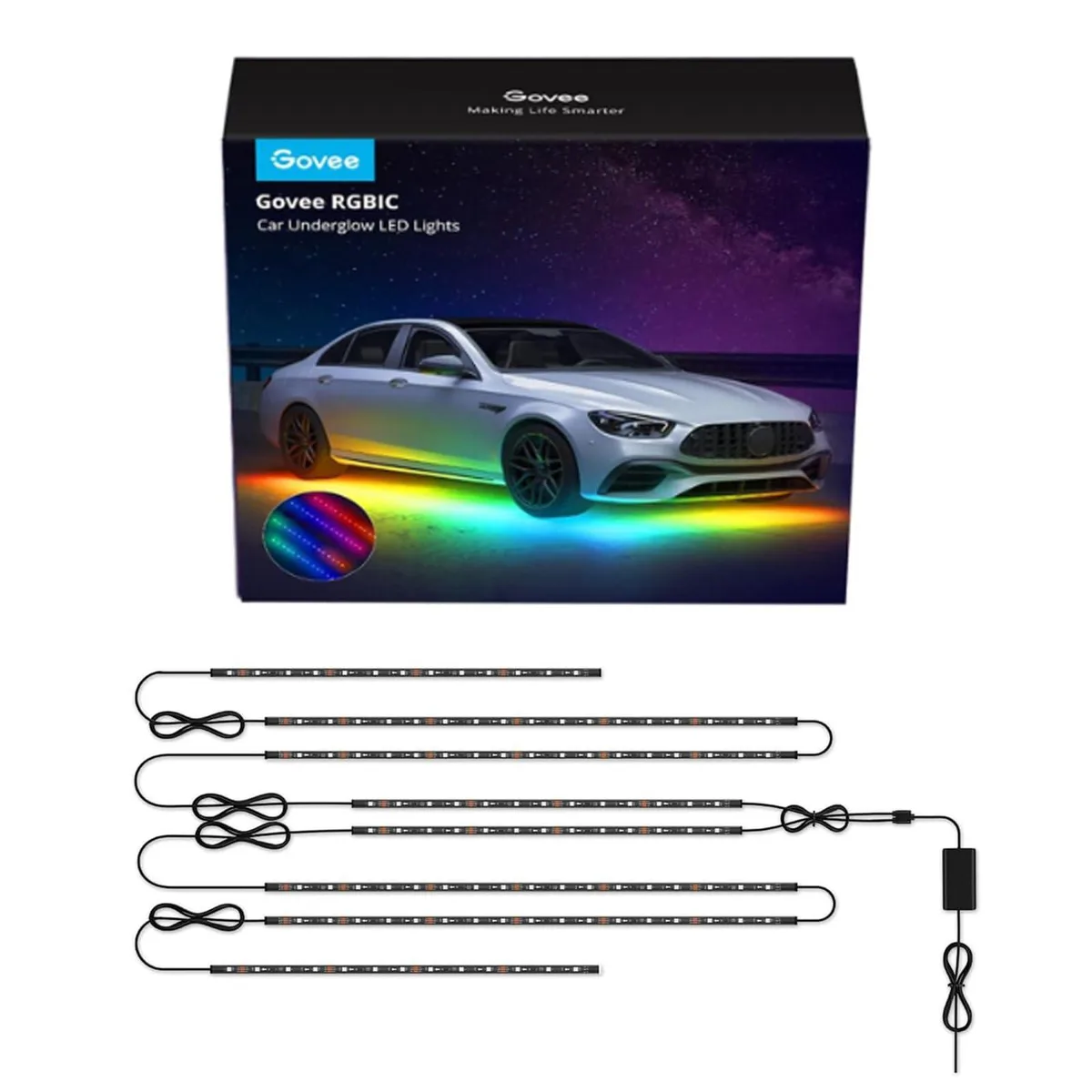 Govee Underglow Car Lights H7092 8 pcs RGBIC App Control DC 12-24V — product photo