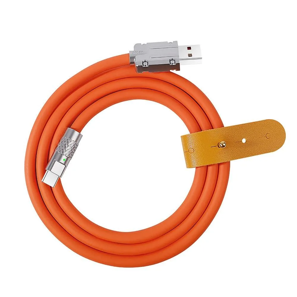 LORDWORLD LORDWORLD USB-A to USB-C Liquid Silicone 120W 100cm Orange Cable — product photo