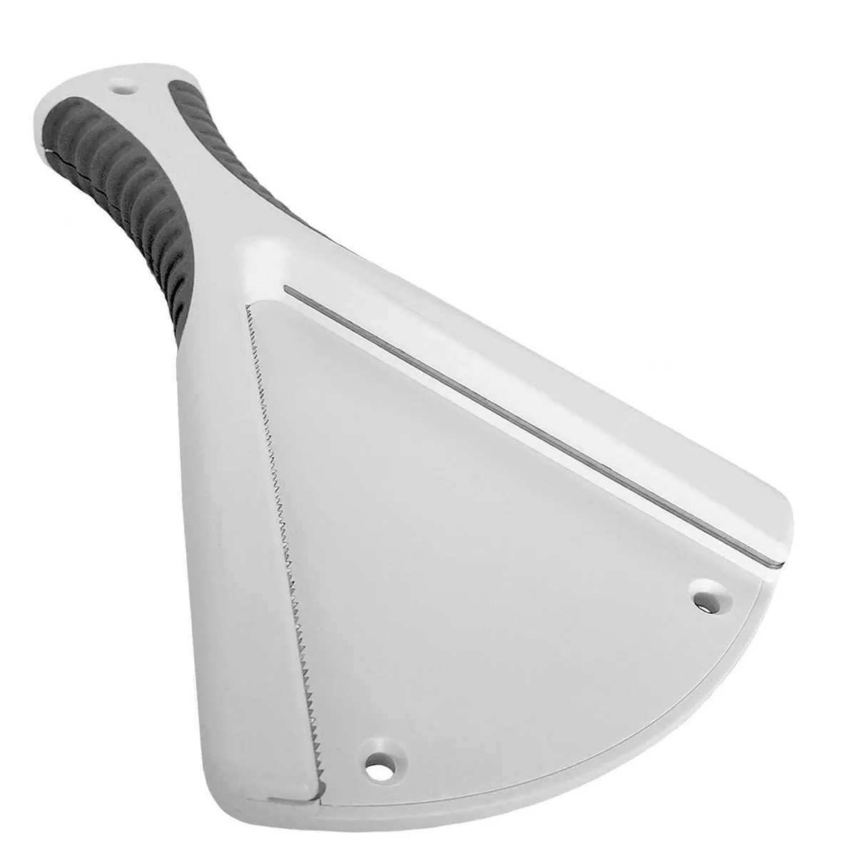 Stainless steel V-shaped jar opener with soft silicone handle, model 2677