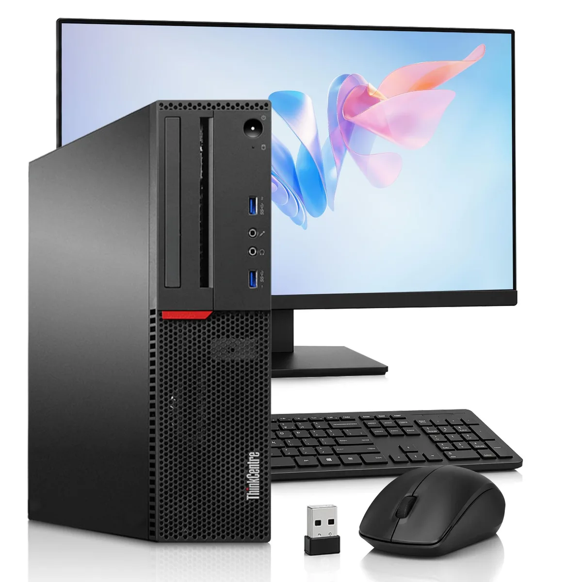 Lenovo Lenovo ThinkCentre M700 SFF desktop PC, i5-6500, 8GB DDR4, 512GB NVMe, 24" monitor, Win 11 Pro — product photo