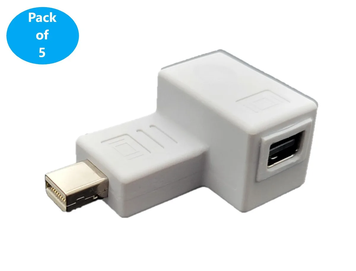 Micro Connectors Micro Connectors Mini DisplayPort 90° Male-Female Adapter 5-Pack — product photo