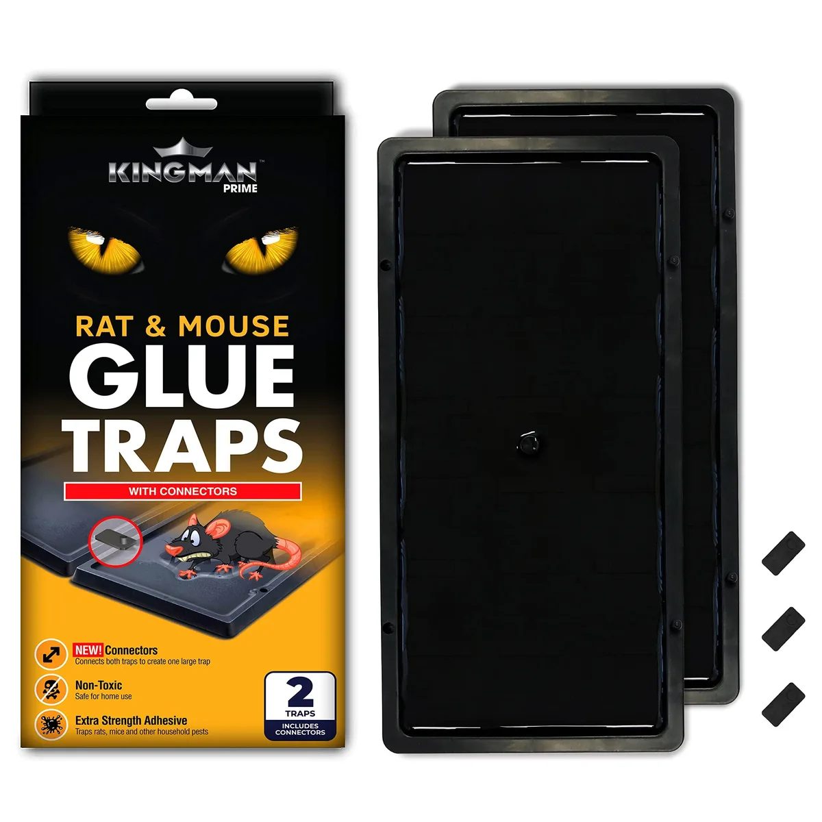 Five packs of large rectangular glue trays with connector strips, ten traps total, white adhesive surface
