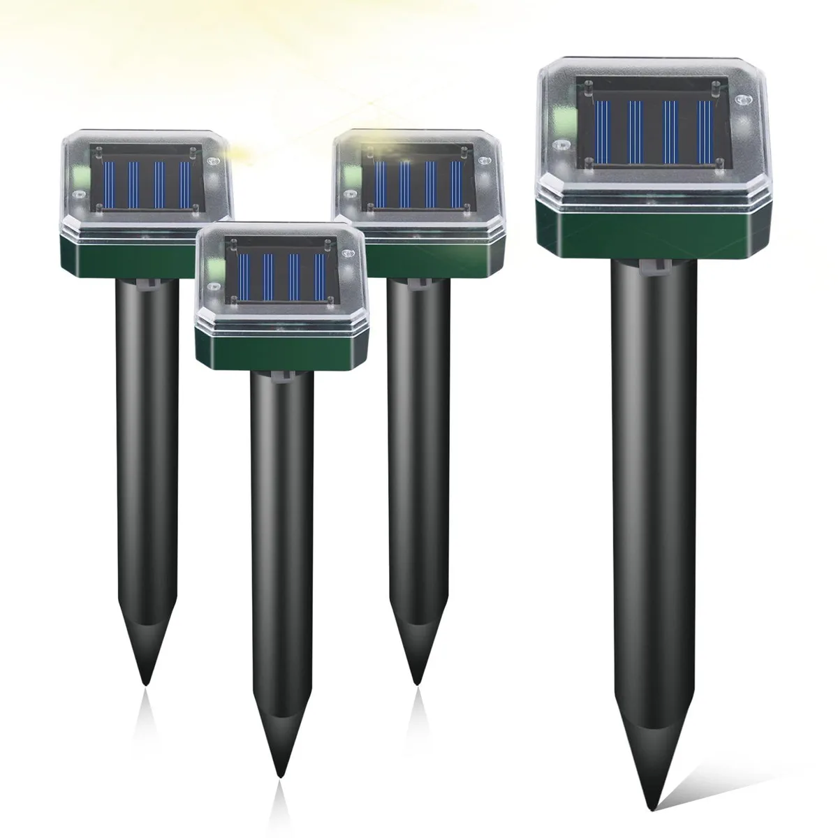 Solar-powered ultrasonic pest repellent spike with dark finish