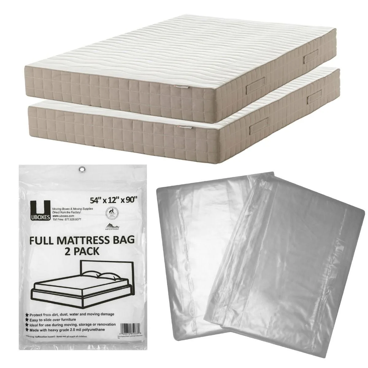 UBMOVE UBMOVE Full Size Mattress Bag 54x12x90" 2 Pack — product photo