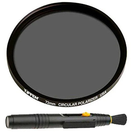 A 72mm circular polarising filter and lens pen cleaning tool in a keepsake bundle