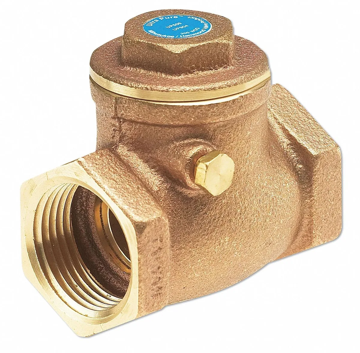 Small bronze inline check valve with threaded ends