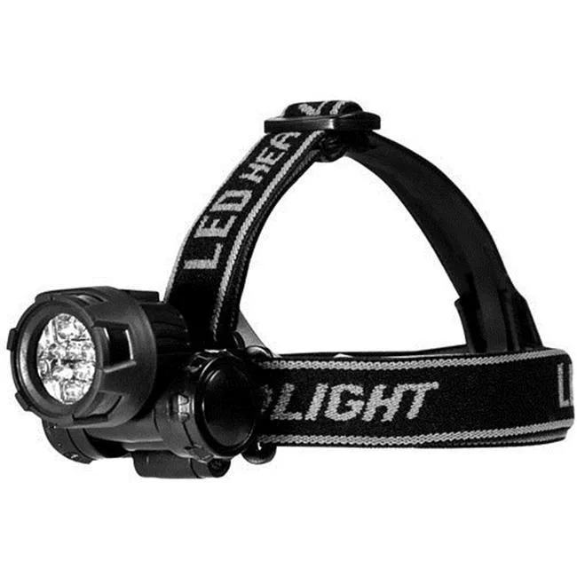 Black Barska headlamp with twelve white LEDs, adjustable tilt and elastic head strap