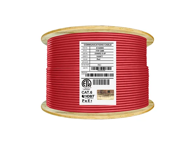 Infinity Cable Products Infinity Cable Products Cat6 Shielded Riser 1000ft 550MHz 23AWG F/UTP Solid Bare Copper Red — product photo