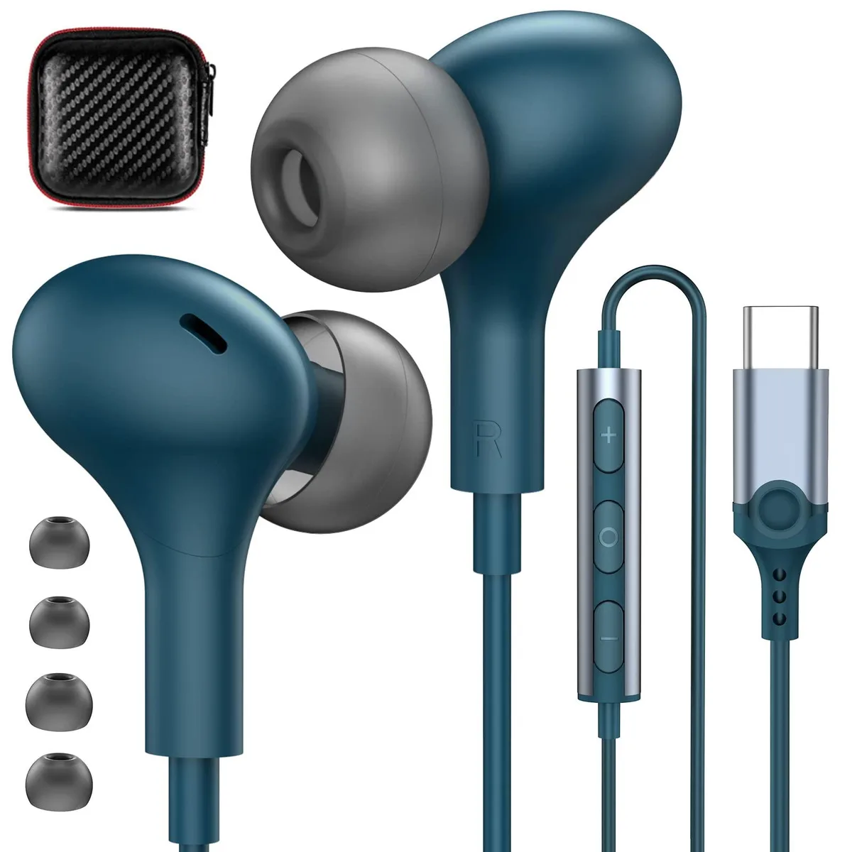 Rapoo APETOO-0105 USB-C In-Ear Headphones Lake Blue — product photo