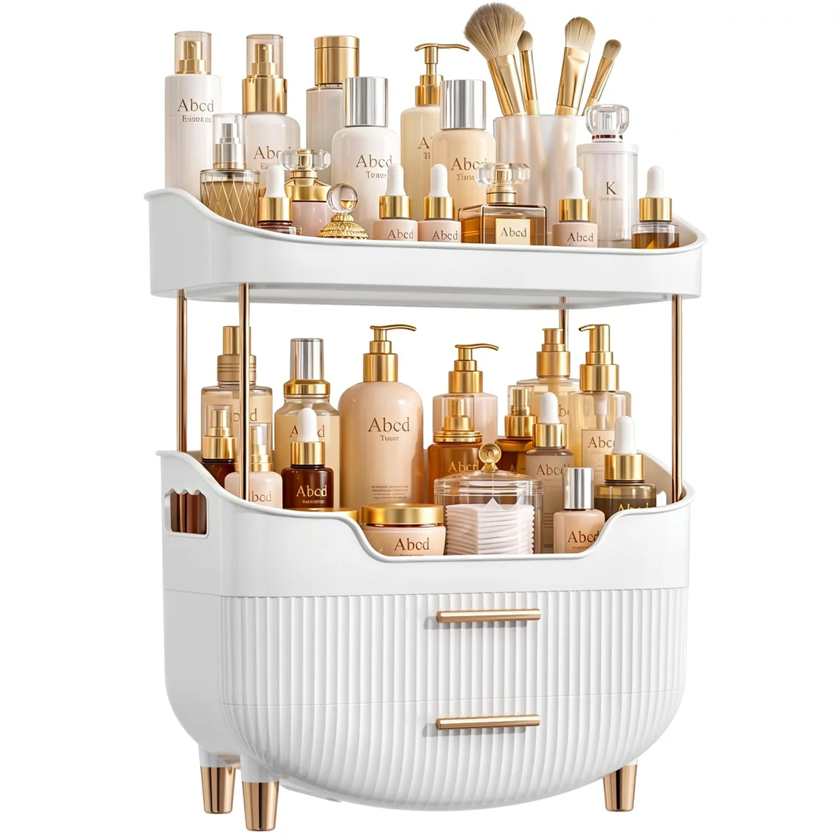  caktraie WY0JW 4-Tier Makeup Organizer Bathroom Countertop Storage White 13.5×10.2×5.9 in — product photo