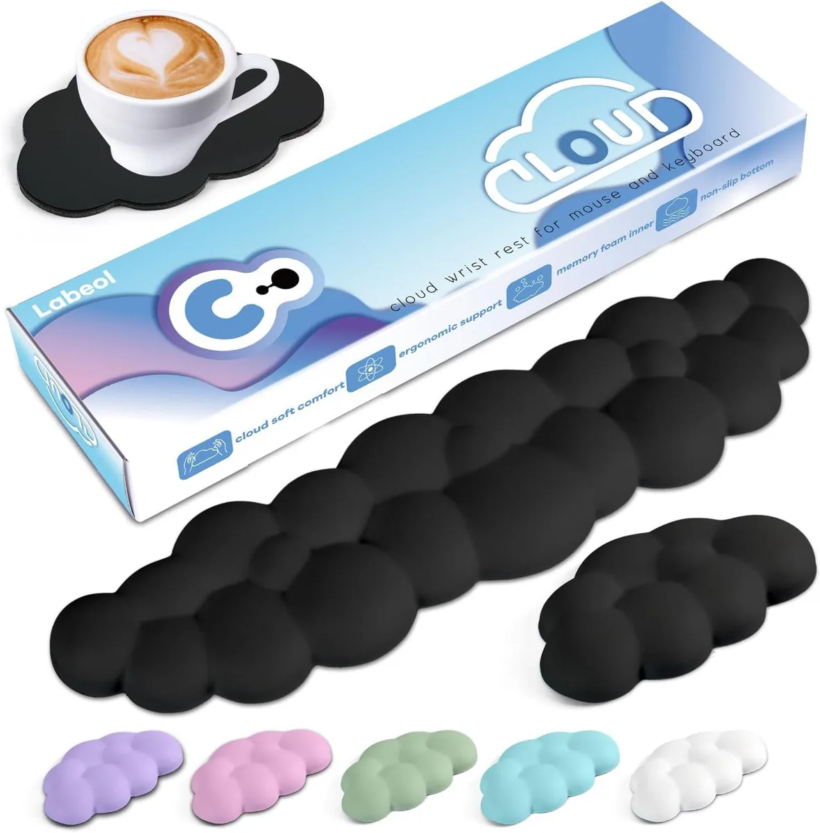Emerson Cloud wrist rest set memory foam 63D with non-slip base