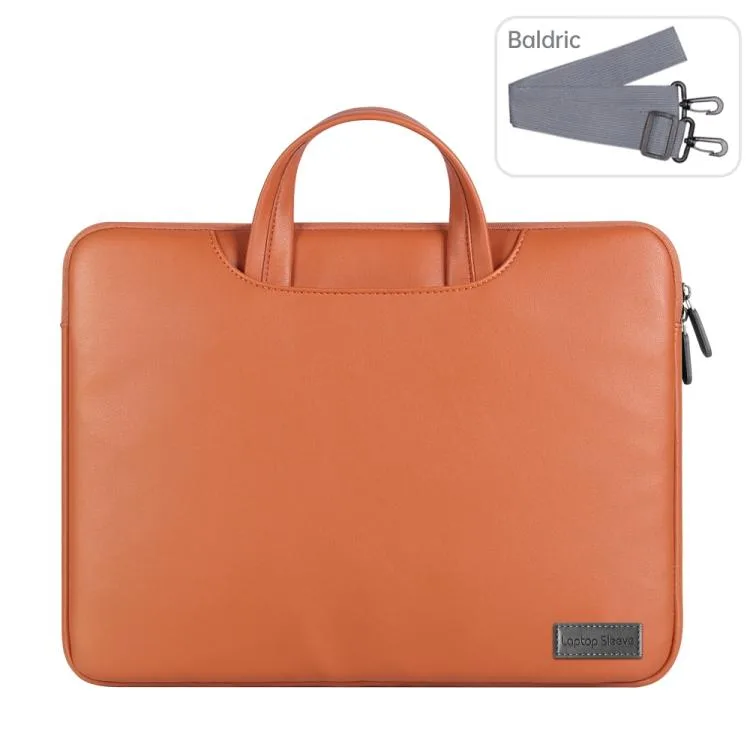 allentian allentian Waterproof PU Laptop Bag Inner Bag 13 14 inch Brown — product photo