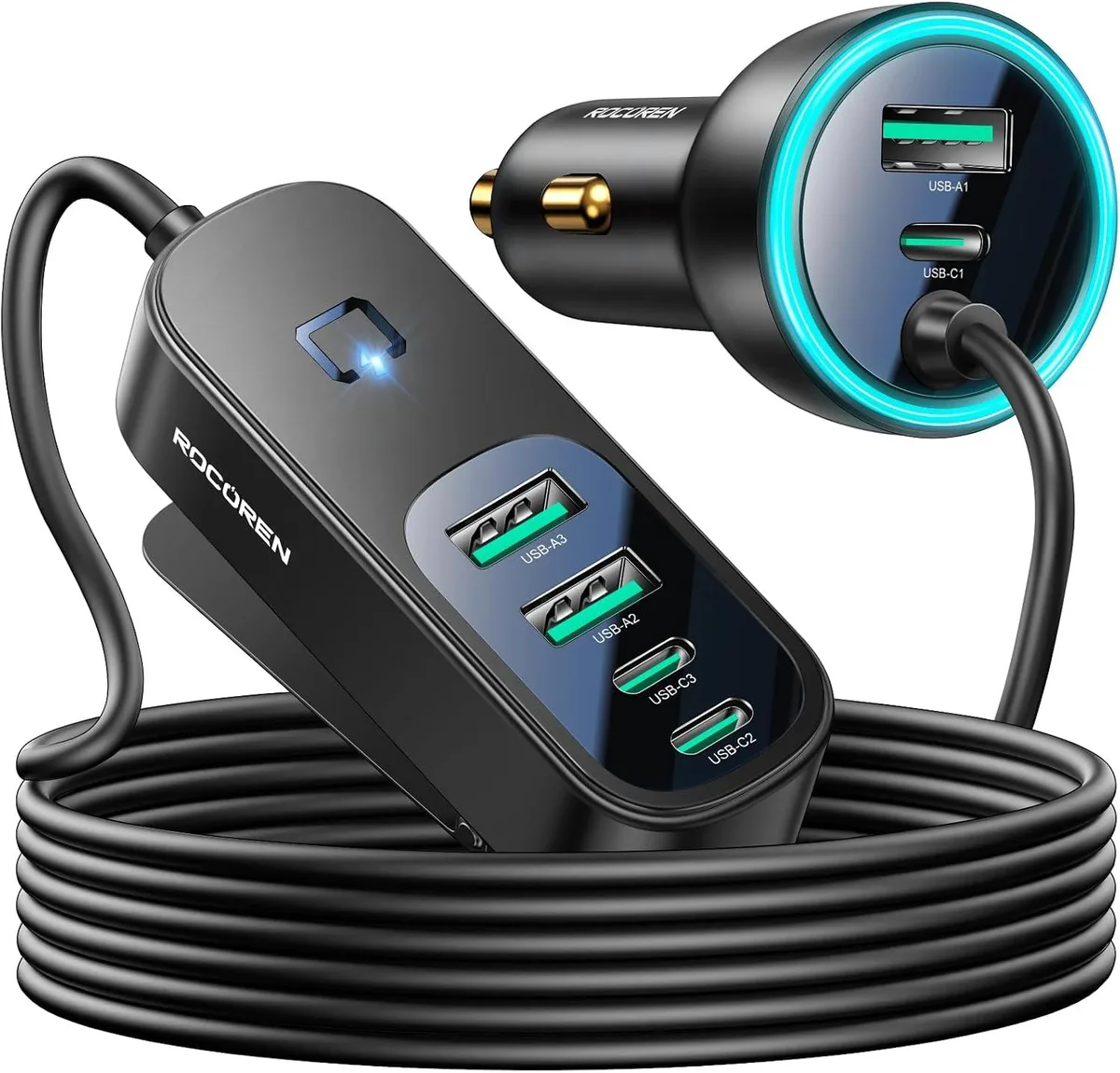 Hamzan Hamzan 105W 6-Port Car Charger 5FT Cable — product photo
