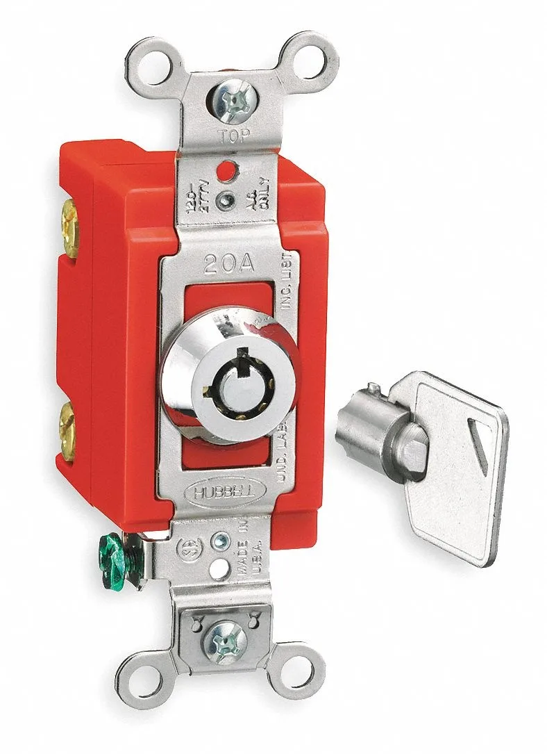 Hubbell Incorporated Hubbell Incorporated HBL1223RKL 3-Way 20A Stainless Steel Barrel Key Locking Dimmer Switch — product photo