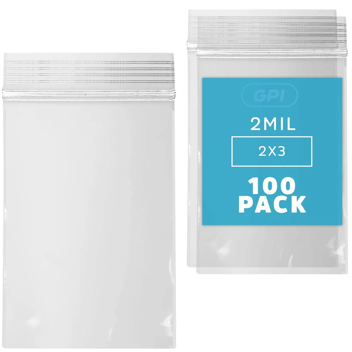 Pack of 100 clear 2 mil zip bags 2 by 3 inches