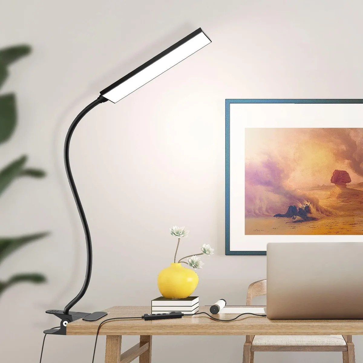 Baldwin LED Desk Lamp 5W Black 48 LED 6 Level 3 Mode USB Clip — product photo