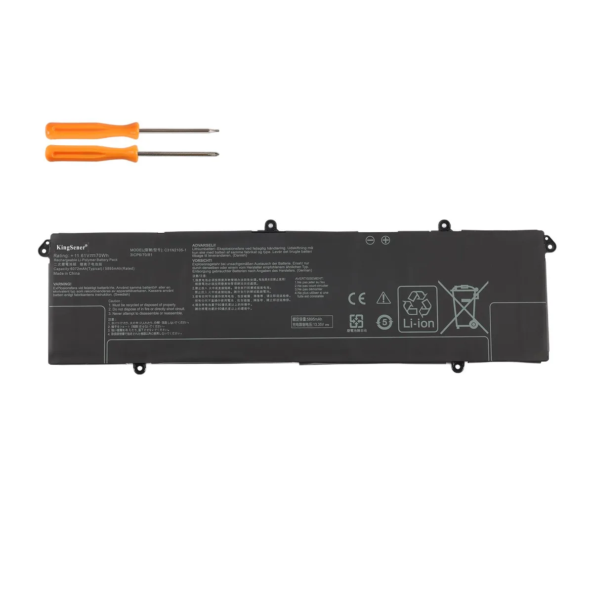 KingSener KingSener C31N2105-1 70Wh 11.61V laptop battery — product photo